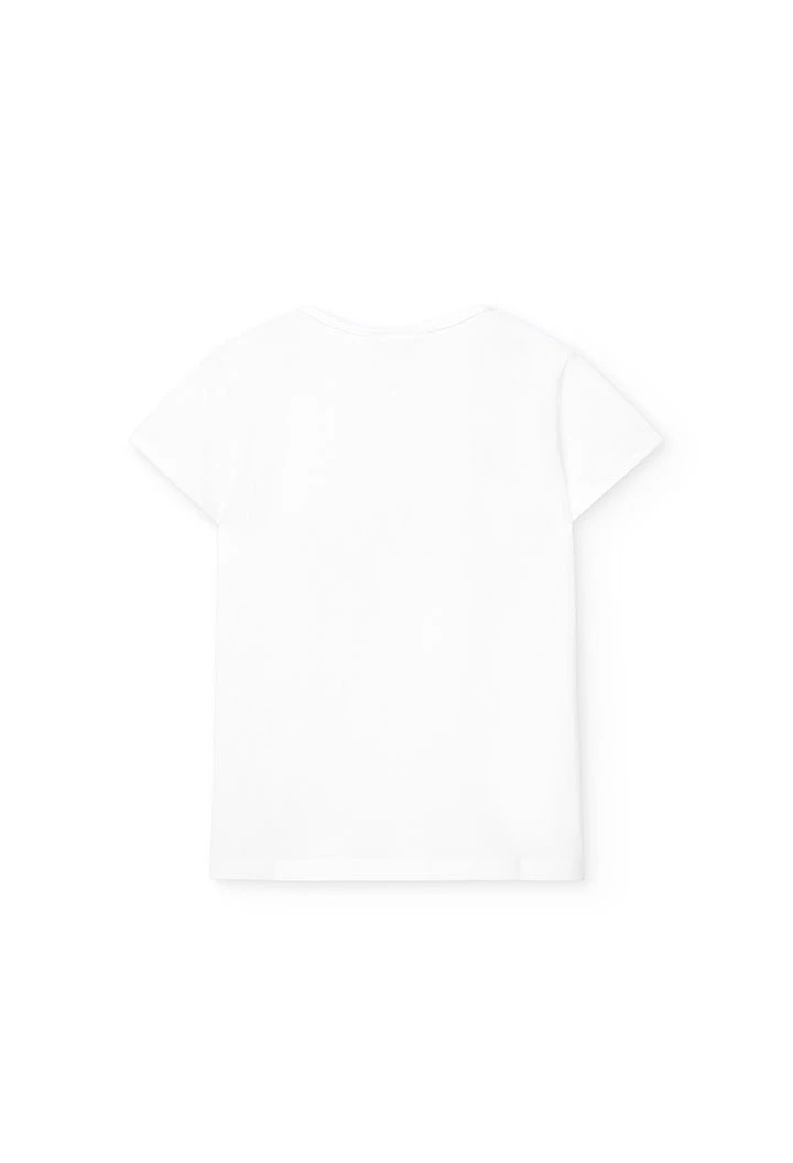 Maglietta di maglia elastica per bambina di colore bianco