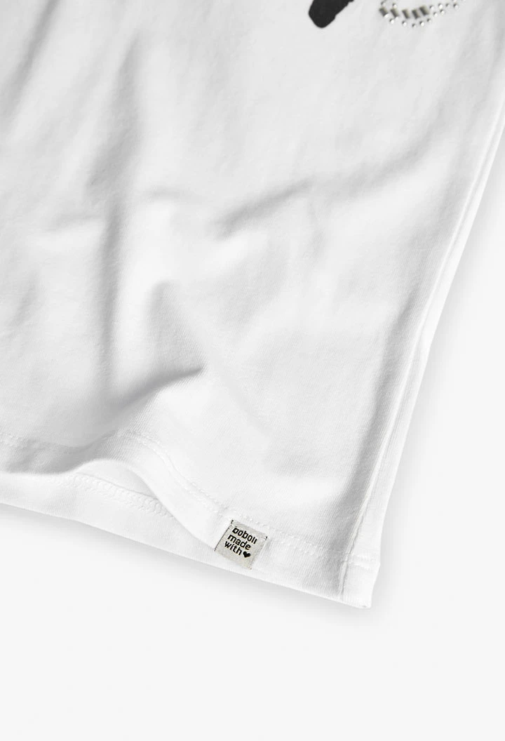 Maglietta di maglia elastica per bambina di colore bianco
