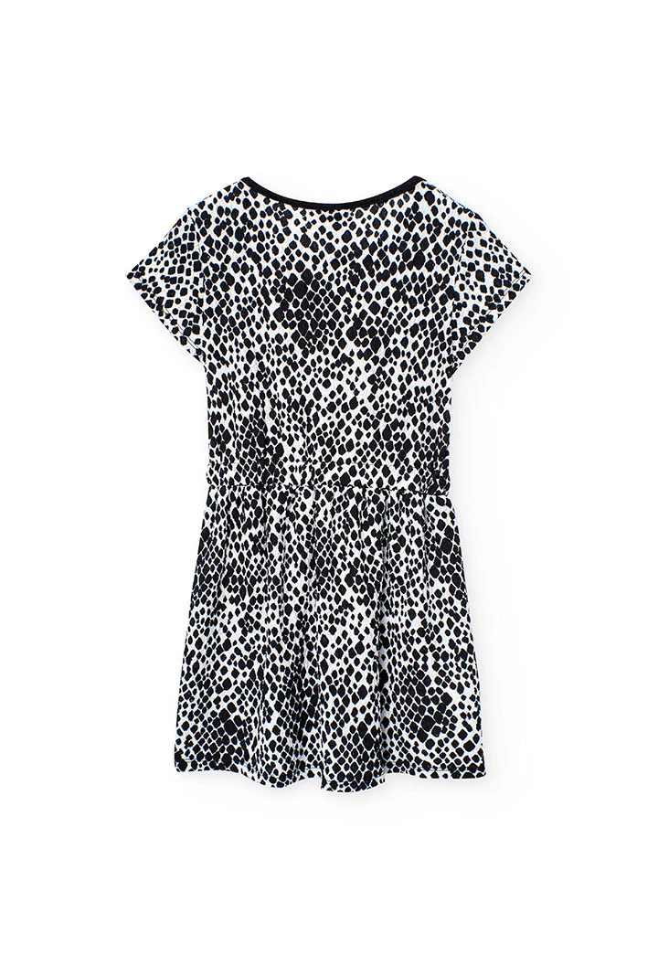 Abito in maglia per bambina con stampa in bianco e nero.