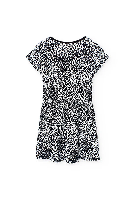 Vestido de punto para niña con estampado en color blanco y negro