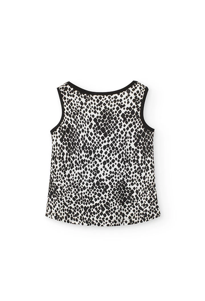 Krepp-Top für Mädchen mit schwarzem und weißem Print