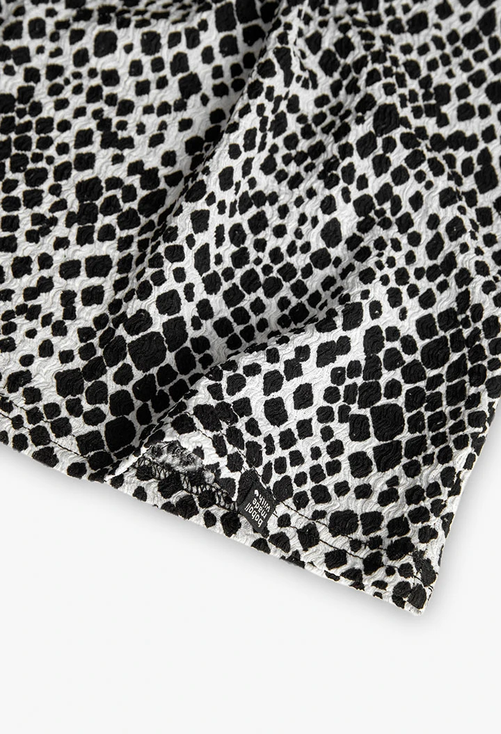 Krepp-Top für Mädchen mit schwarzem und weißem Print