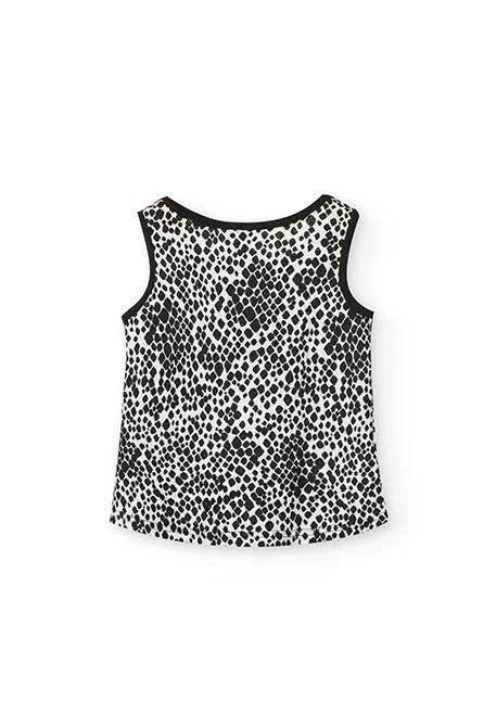 Top de crepe para menina com estampado em preto e branco