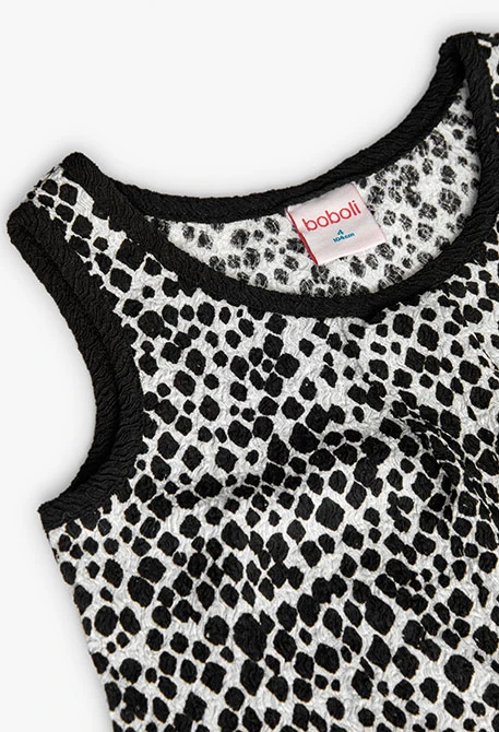 Top de crepe para menina com estampado em preto e branco