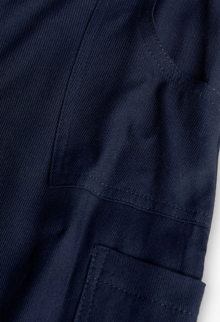 Calças cargo de viscose para menina em azul-marinho