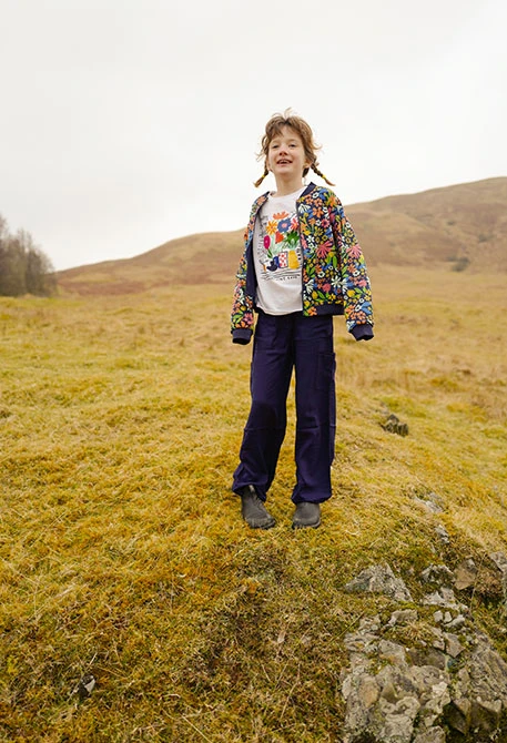 Viscose cargo trousers for girls in navy blue colour