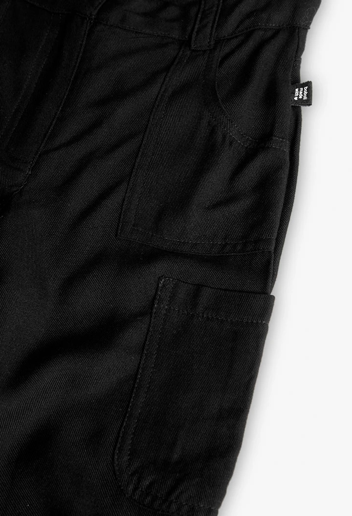 Pantalon cargo en viscose pour fille en couleur noire