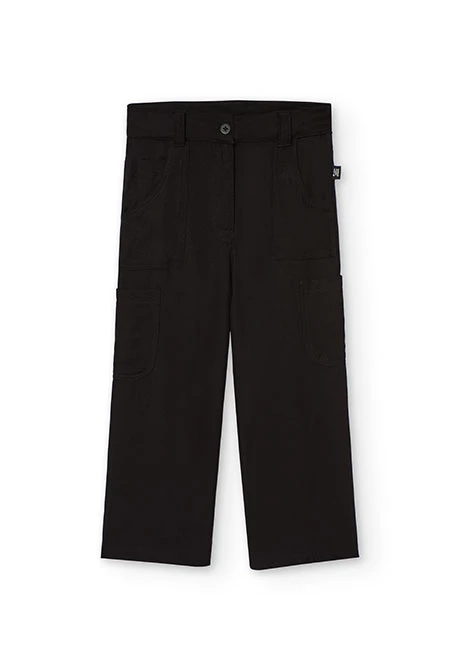 Cargo-Hose aus Viskose für Mädchen in Schwarz.