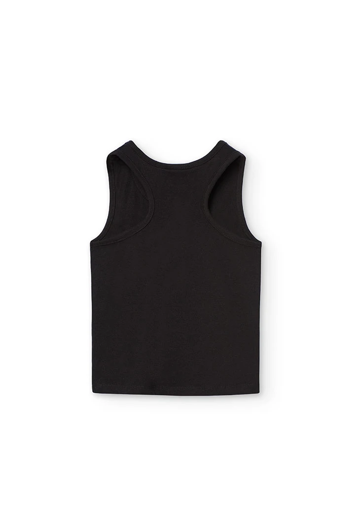 Jersey-T-Shirt für Mädchen in Schwarz mit Herzdesign