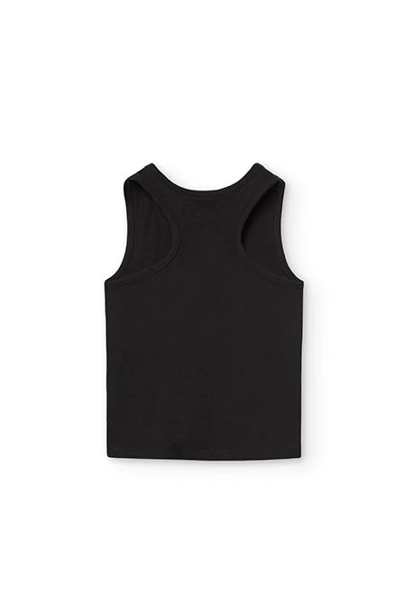 Camiseta de punto para niña en color negro con diseño de corazón