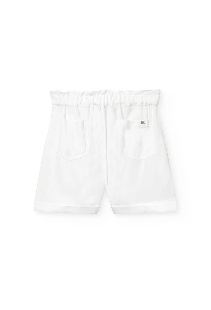 Bermuda en viscose pour fille de couleur blanche.