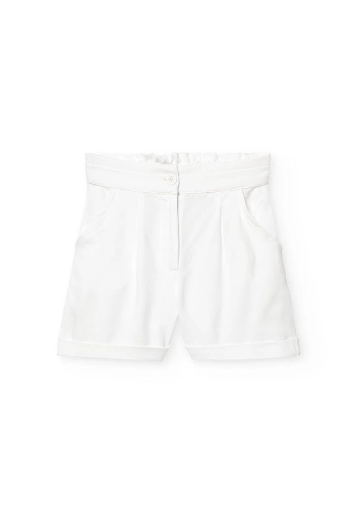 Bermuda en viscose pour fille de couleur blanche.