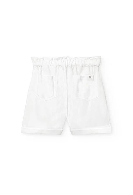 Bermuda en viscose pour fille de couleur blanche.