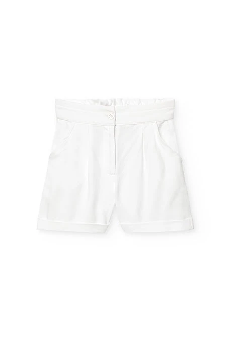 Bermuda viscosa para niña en color blanca