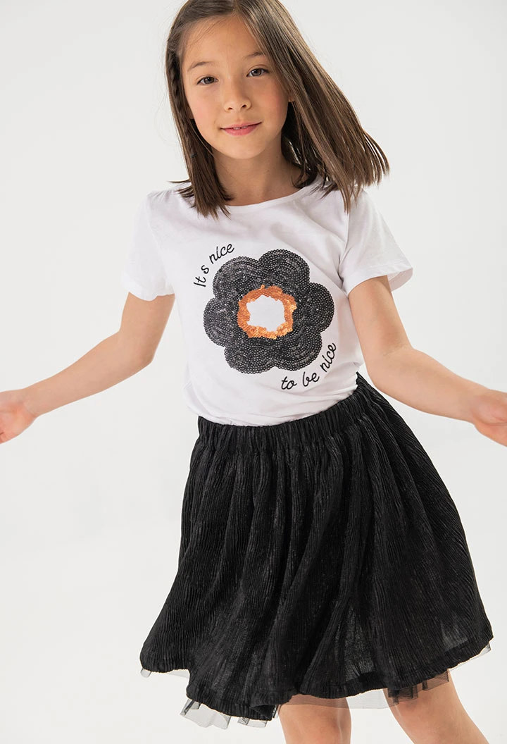 Maglietta a maglia per bambina in bianco