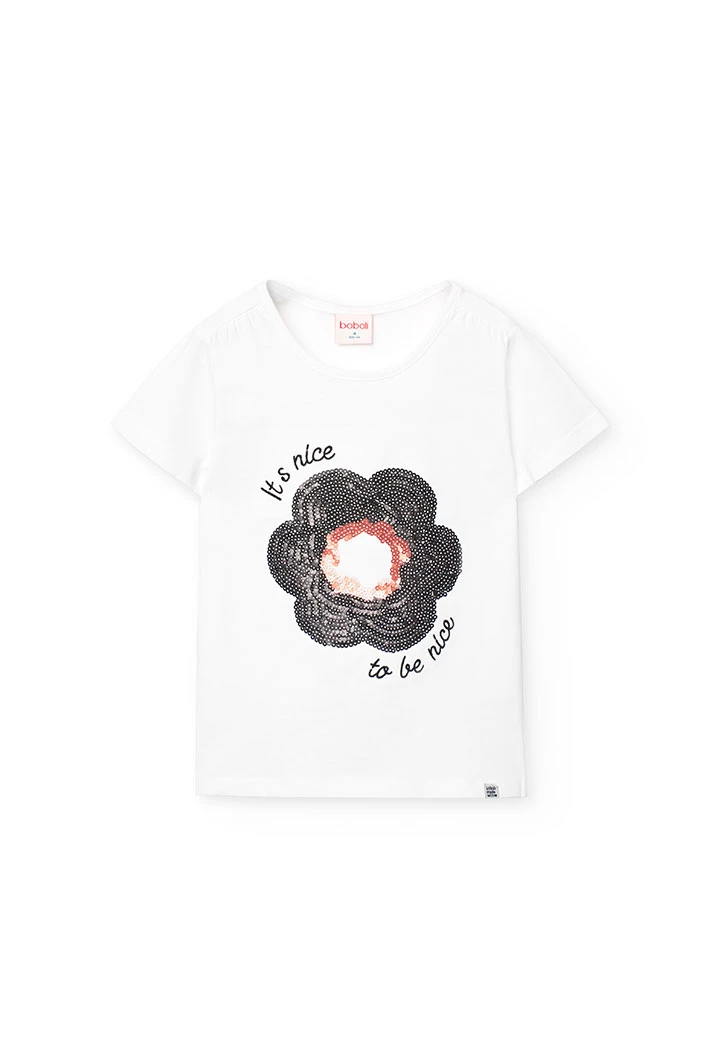 Maglietta a maglia per bambina in bianco