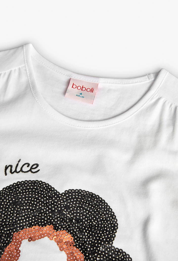Maglietta a maglia per bambina in bianco