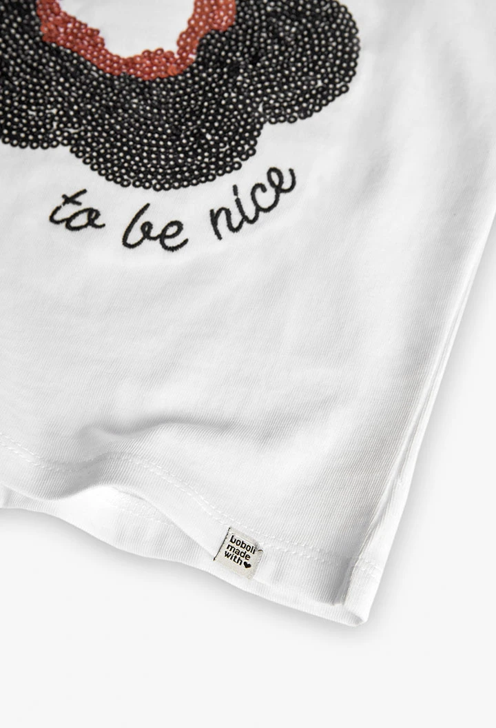 Maglietta a maglia per bambina in bianco