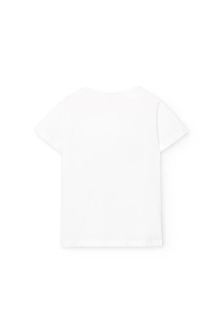 Camiseta de punto para niña en blanco