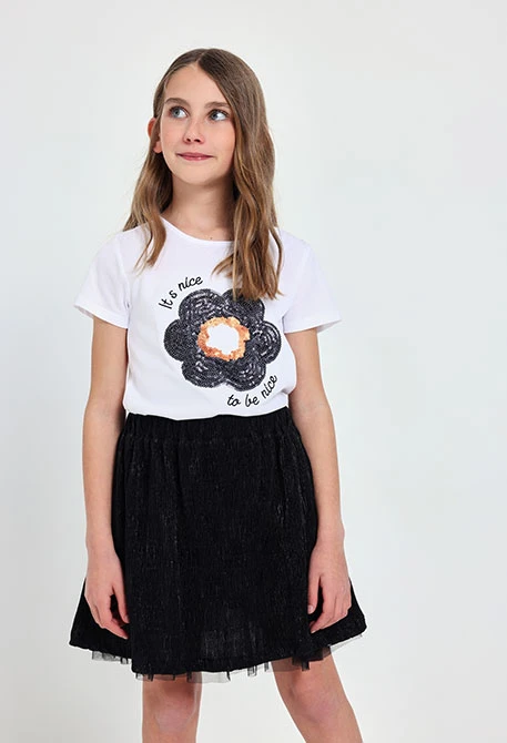 Gonna in maglia per bambina di colore nero