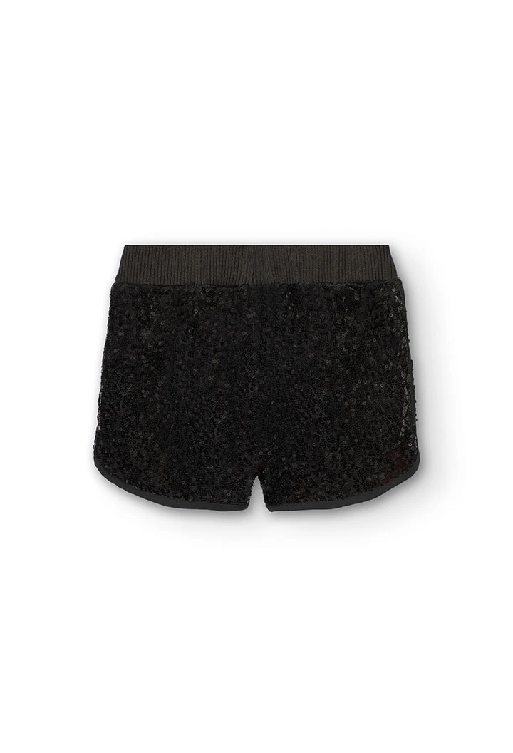 Pantaloncini di paillettes per bambina in colore nero