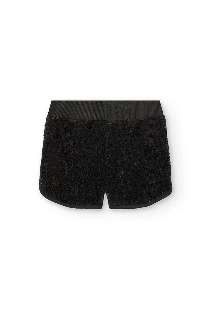 Shorts à sequins pour fille en couleur noire