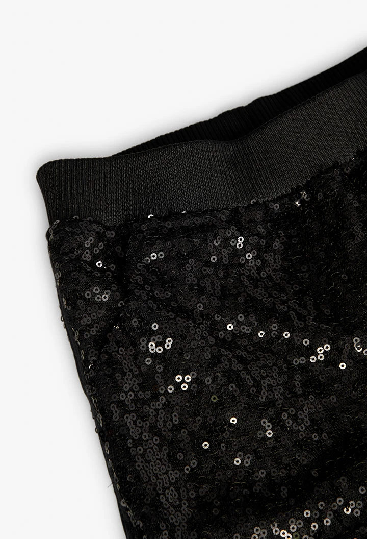 Pantaloncini di paillettes per bambina in colore nero