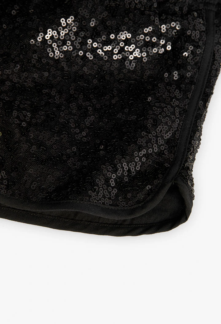 Pantaloncini di paillettes per bambina in colore nero