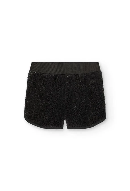 Shorts de lentejuelas para niña en color negro
