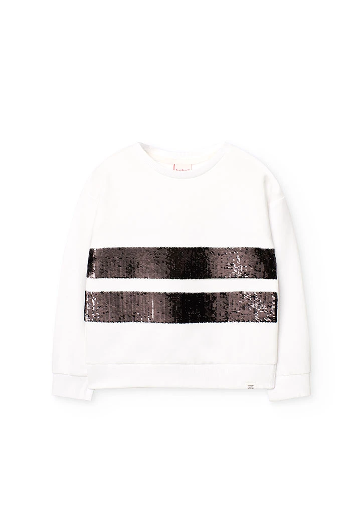 Felpa per bambina di colore bianco.
