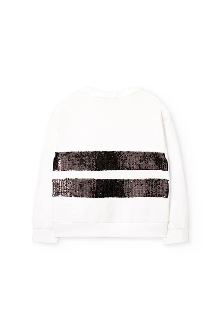 Felpa per bambina di colore bianco.
