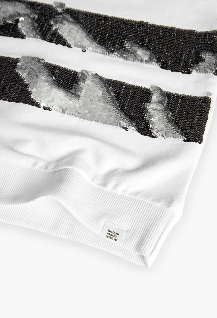 Sweat en molleton pour fille de couleur blanche