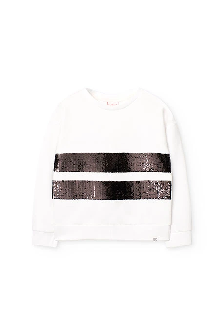 Sudadera de felpa para niña en color blanca