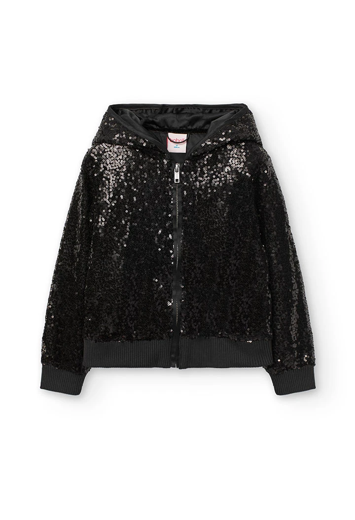 Blouson à sequins pour fille en couleur noire
