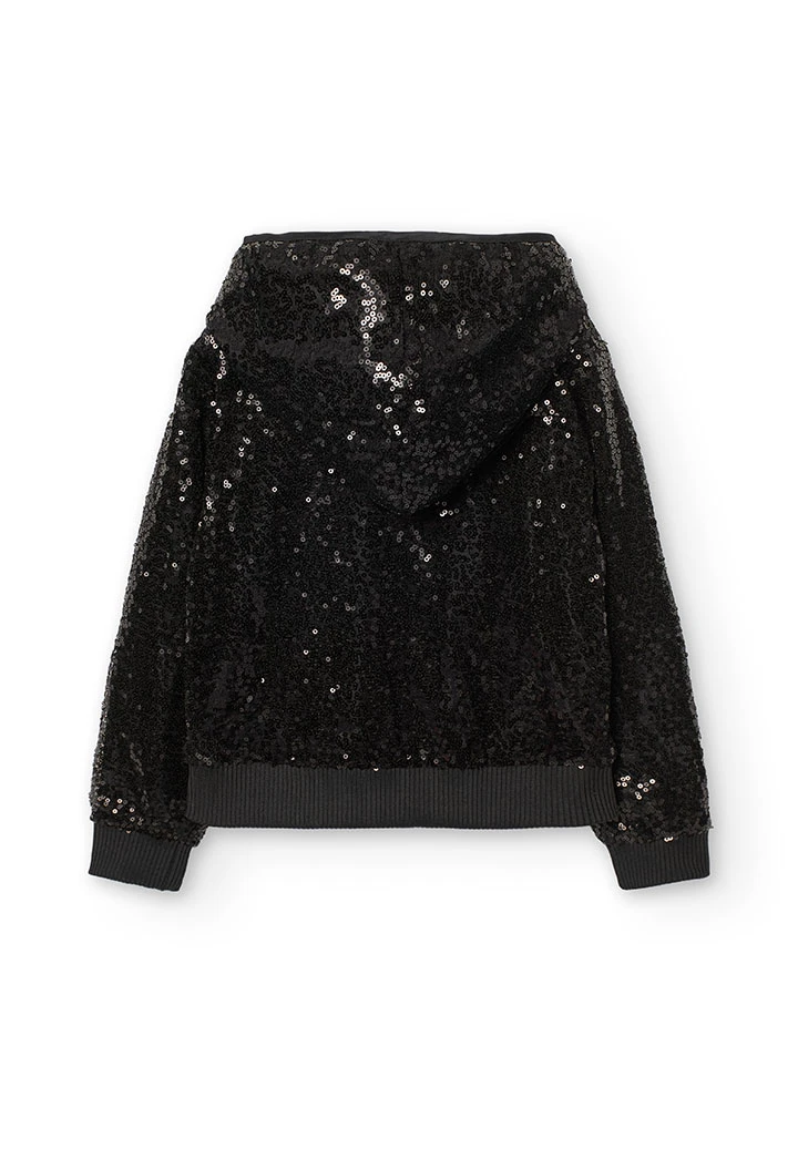 Blouson à sequins pour fille en couleur noire