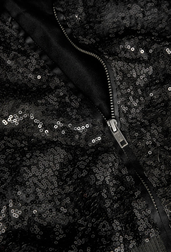 Blouson à sequins pour fille en couleur noire