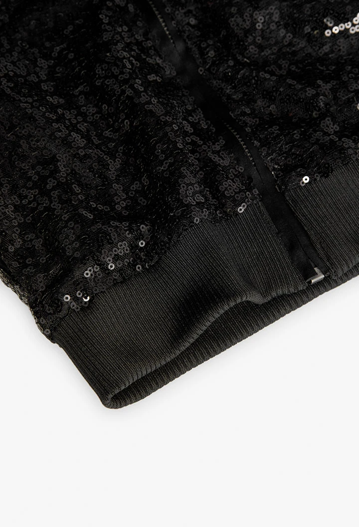 Blouson à sequins pour fille en couleur noire