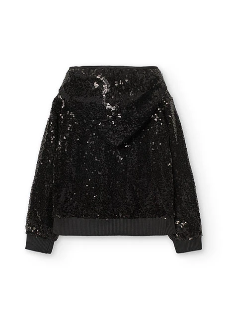 Blouson à sequins pour fille en couleur noire