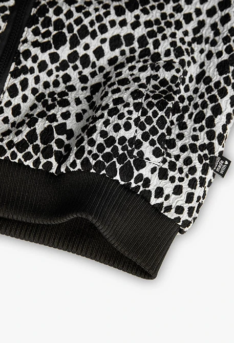 Veste en maille pour fille imprimé en blanc et noir
