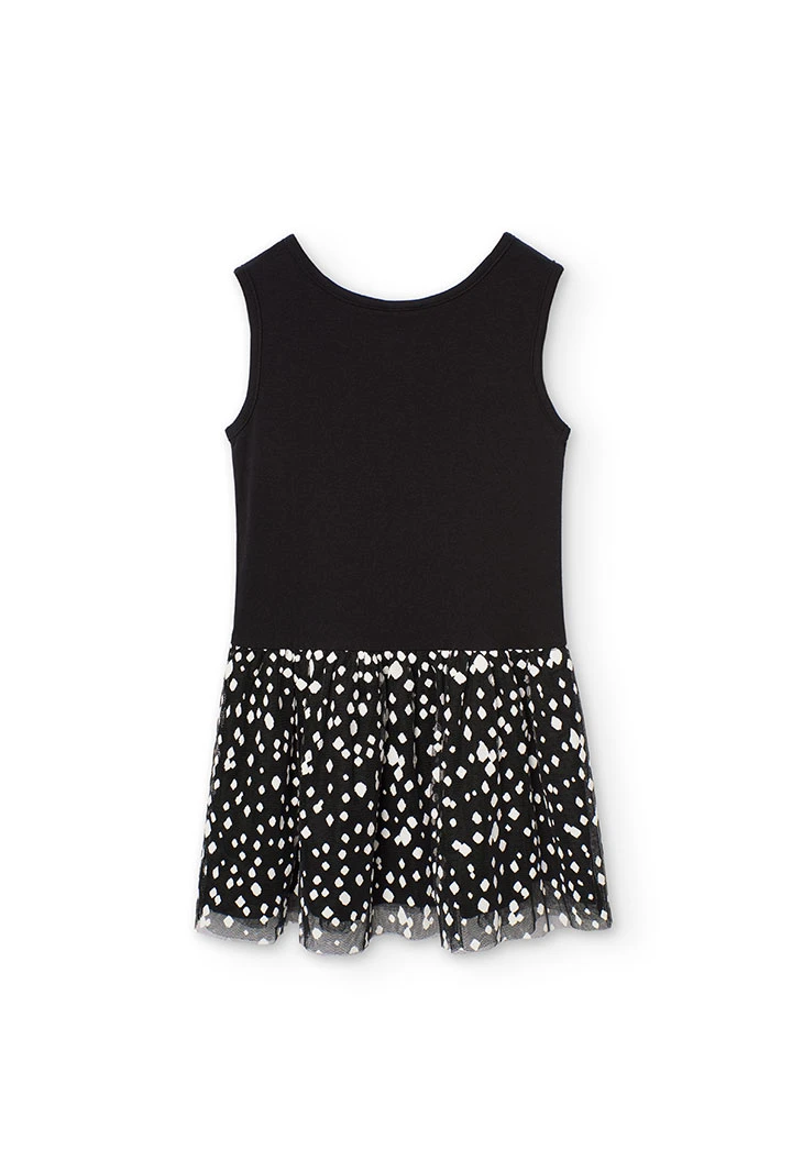Knitted dress for girl with black and white print