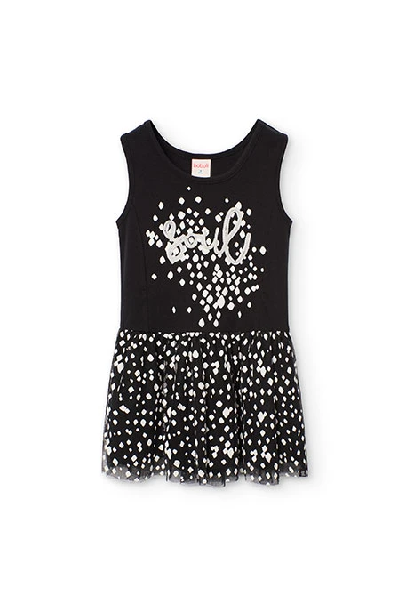 Robe en maille pour fille avec imprimé en noir et blanc