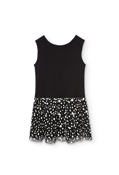 Robe en maille pour fille avec imprimé en noir et blanc