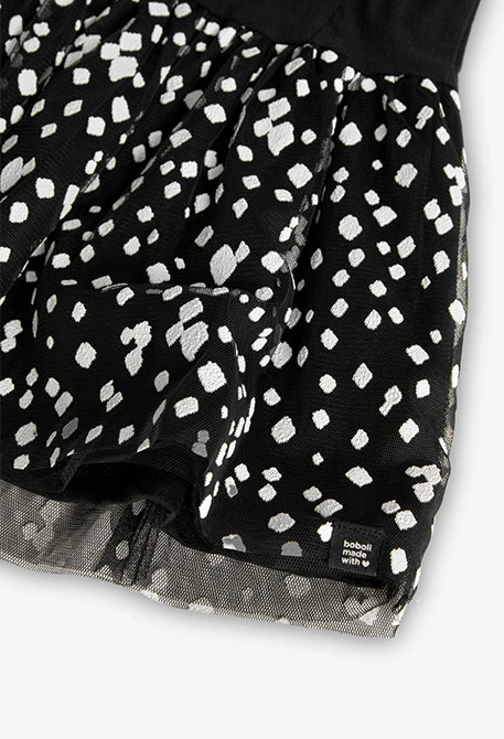 Vestido de punto para niña con estampado en color negro y blanco