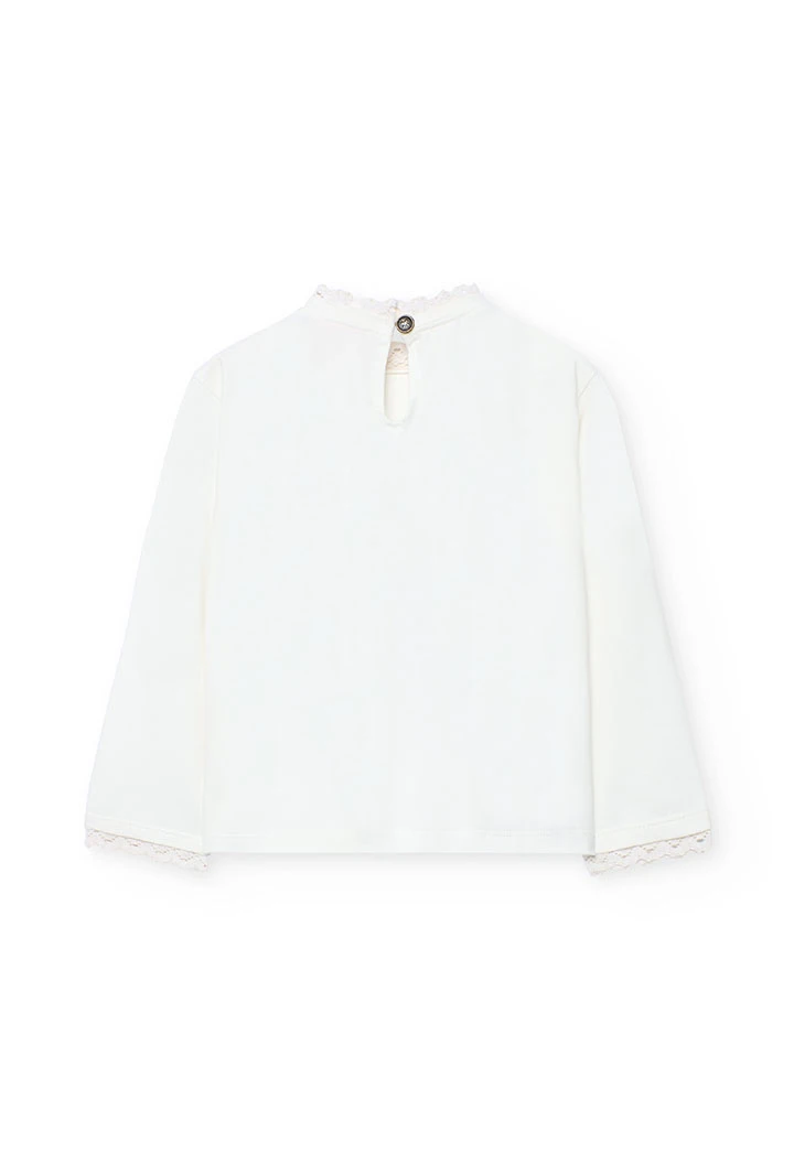 T-shirt fille coton fleur blanche