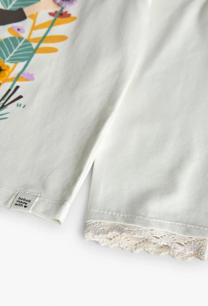 Mädchen T-Shirt Baumwolle Blume Weiß