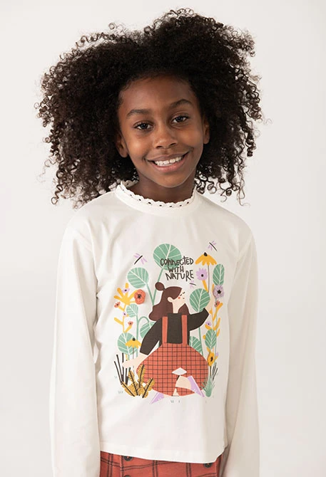 Mädchen T-Shirt Baumwolle Blume Weiß