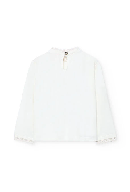 Camisola menina algodão flor branca