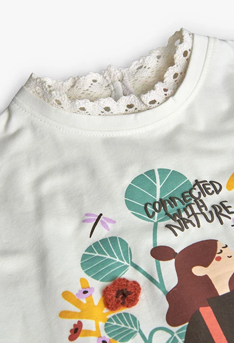 Mädchen T-Shirt Baumwolle Blume Weiß