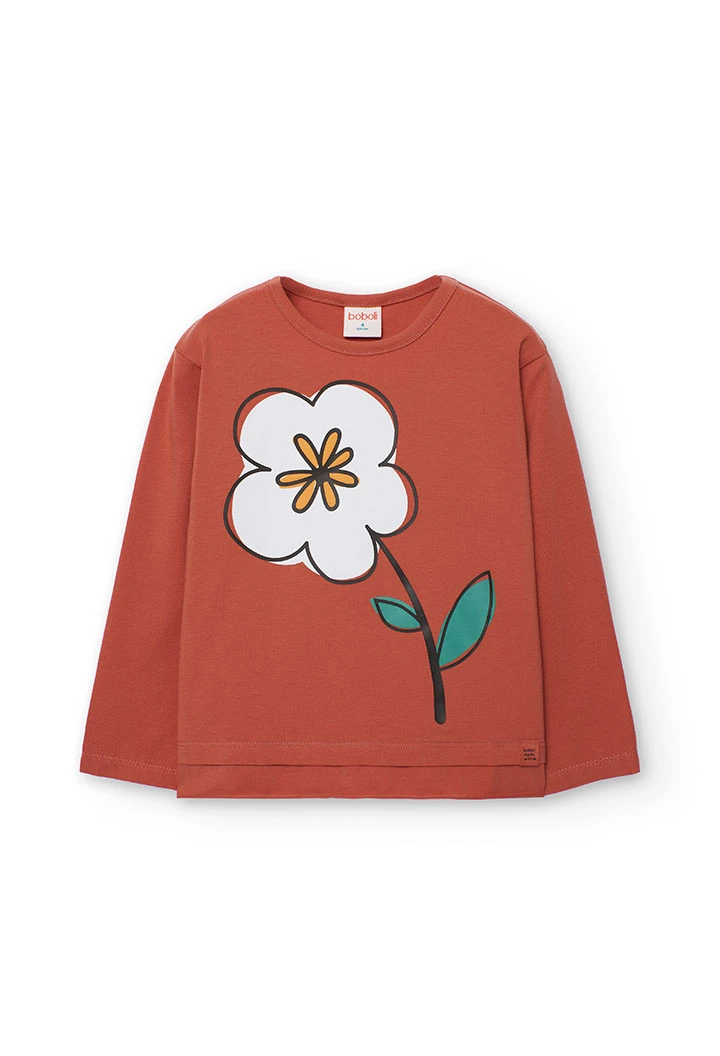 Mädchen T-Shirt Baumwolle orange Blume