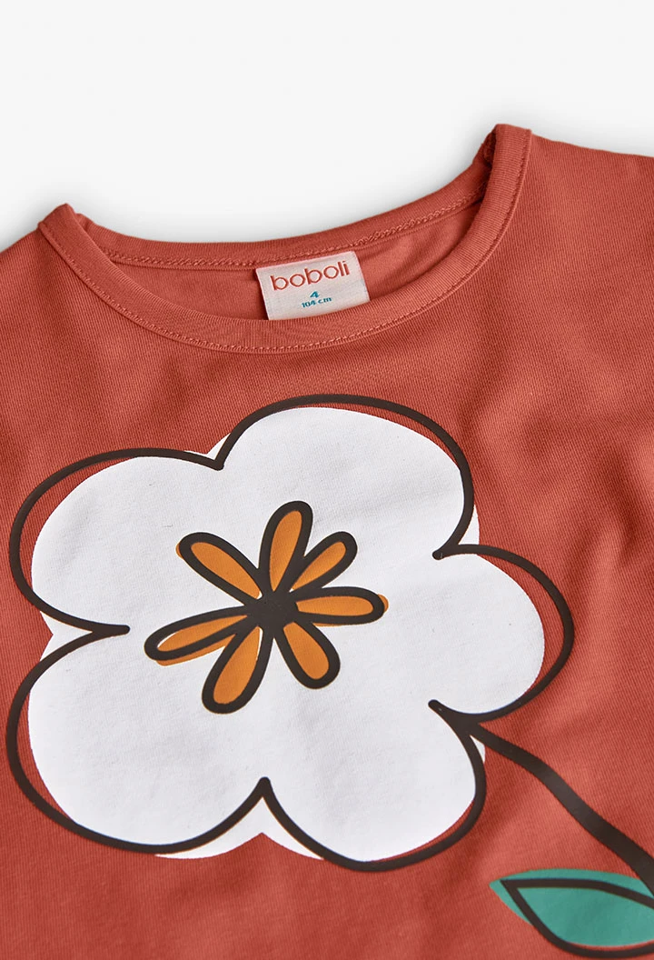 Mädchen T-Shirt Baumwolle orange Blume